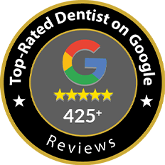 Top rated dentist on Google badge