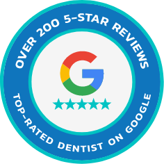 Top rated dentist on Google badge