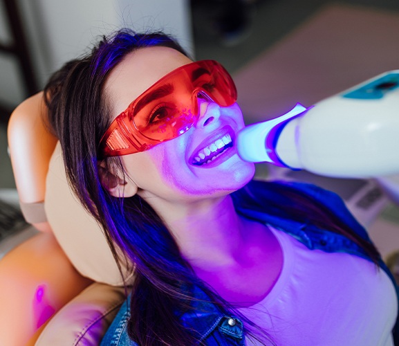 Patient receiving professional teeth whitening