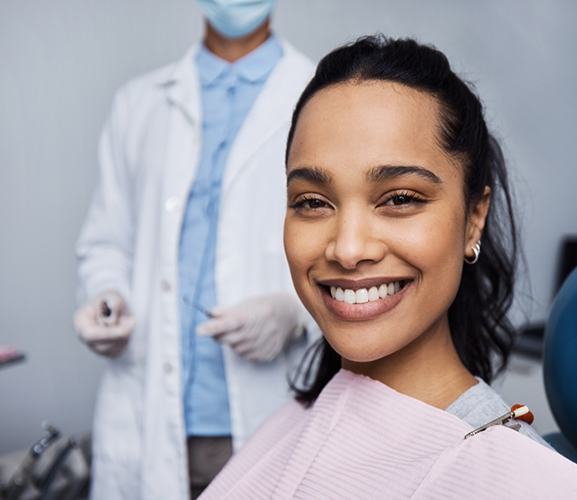 Close-up of happy, smiling dental patient