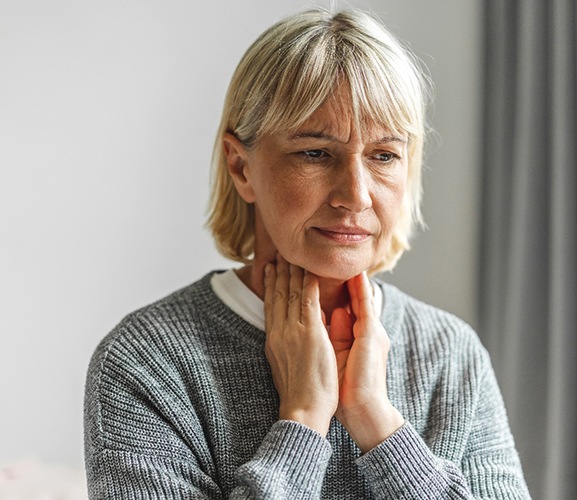 Woman with a sore throat