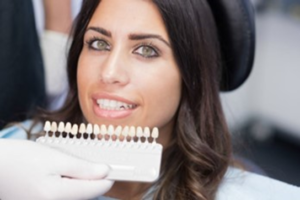 a closeup of a patient receiving veneers 