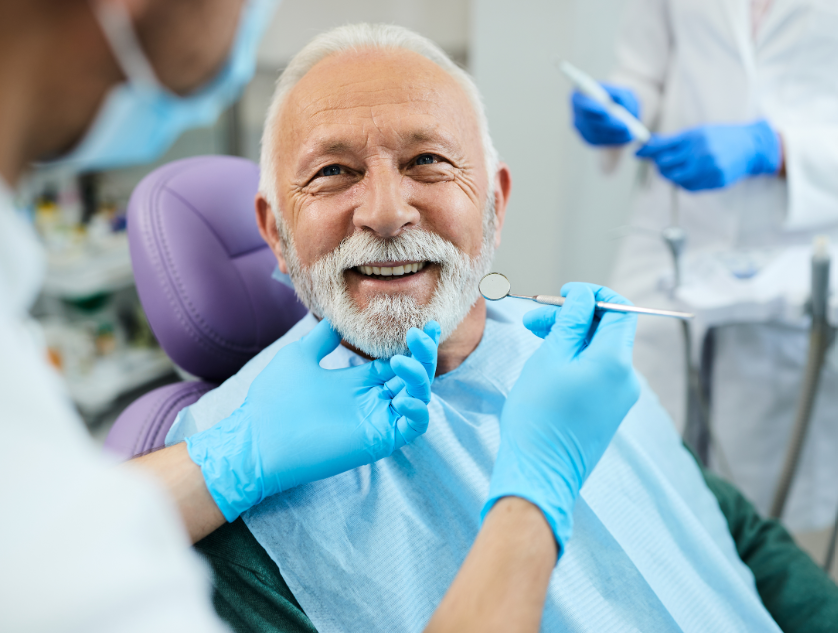 Older patient in dental chair